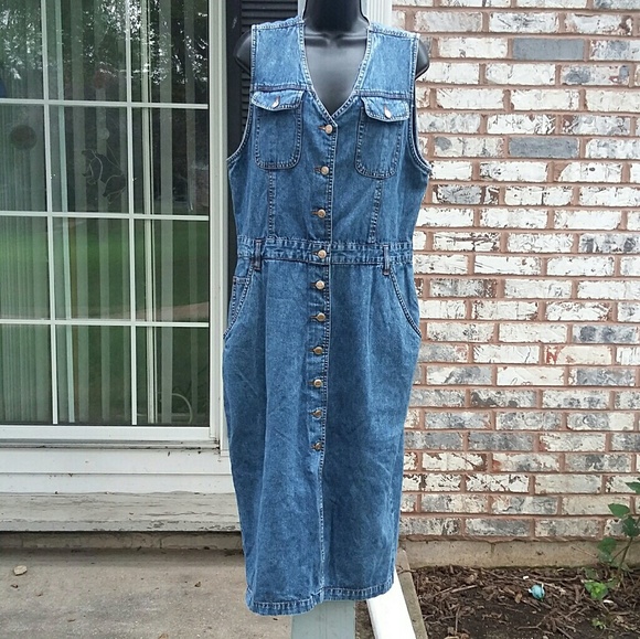 sleeveless denim midi dress